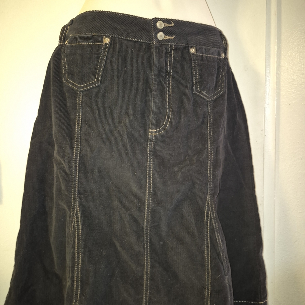 French Cuff Black Denim Skirt - Picture 3 of 5